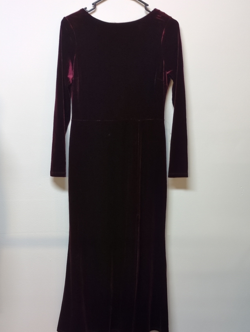 Rebecca B Velvet Evening Dress Gown Dark Red Draped Back, Size 10P